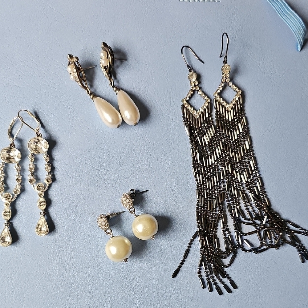 Bundle - Elegant Silver And Black Dangle Earrings… - image 3